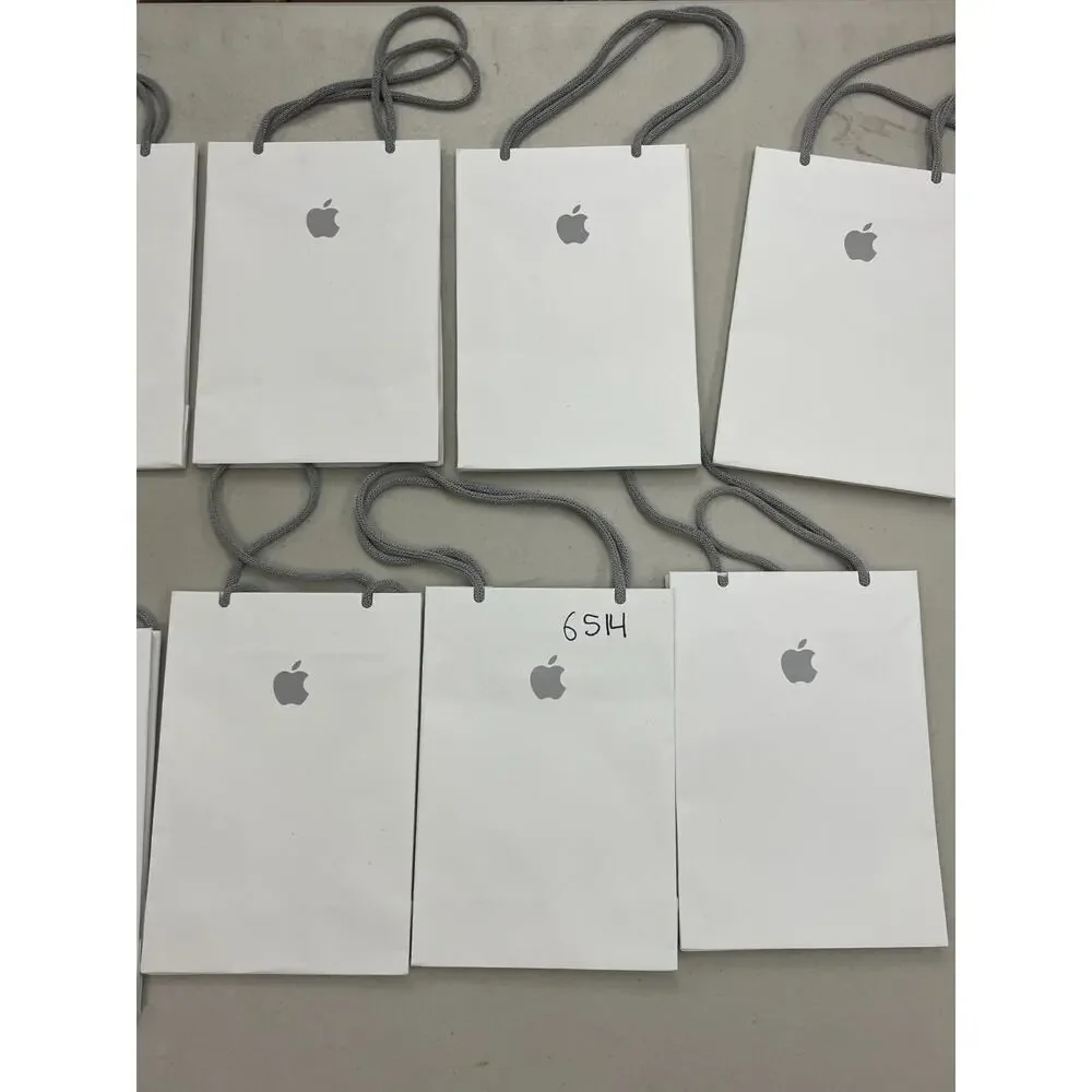 Genuine Apple Paper Bag White Gray Lot of 17 Small Medium Large